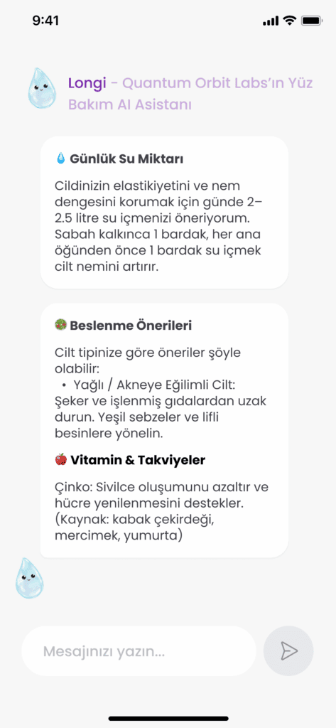 Longos Sense uygulaması — AI sohbet ekranı